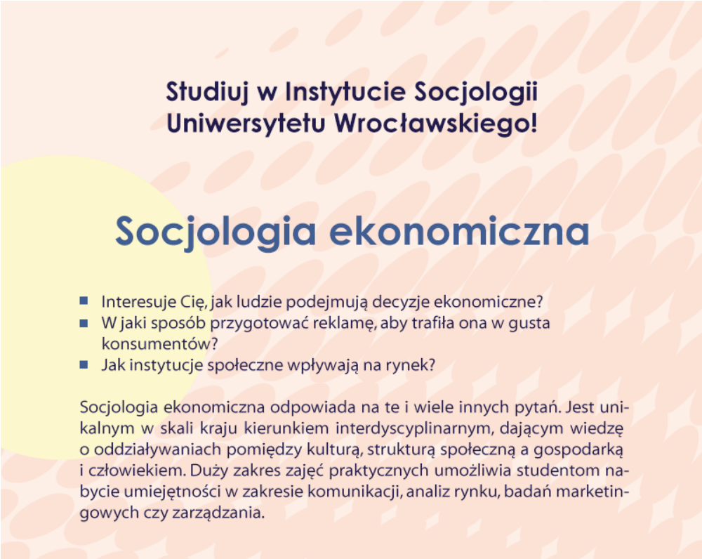 Socjologia Ekonomiczna ulotka